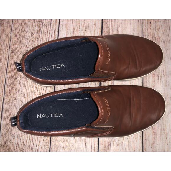 NAUTICA BOAT Slip On Brown Leather US 5 Boat LOAFER SHOES - Picture 5 of 6